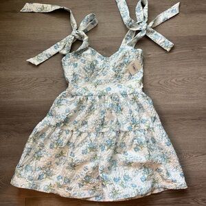 Altar'd State Blue & Green Floral Smocked Dress
